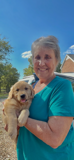 Pink Collar puppy and Melissa